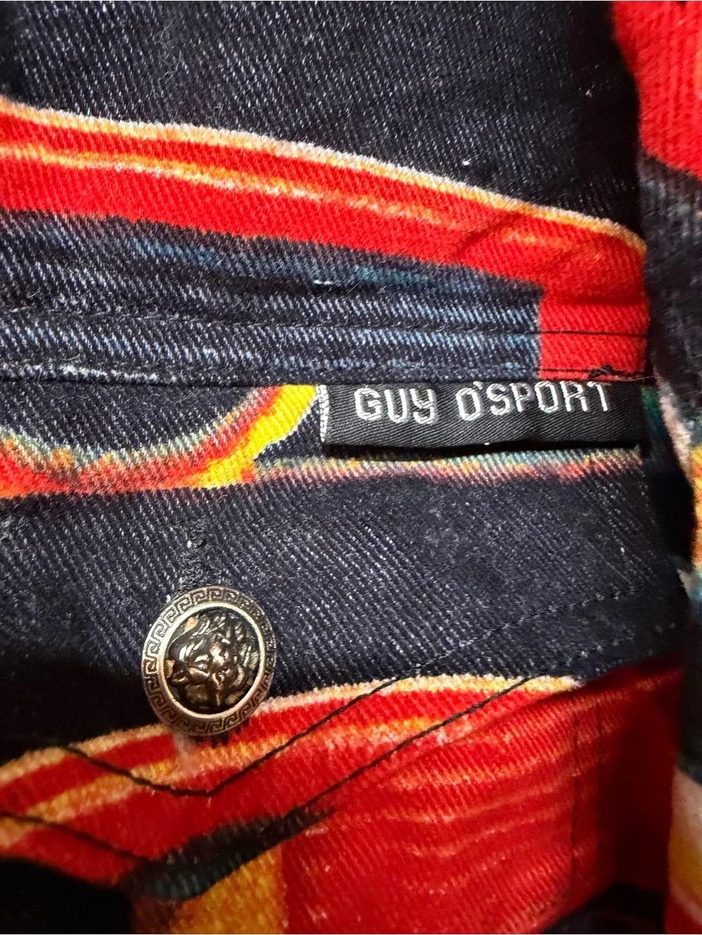 Guy O'Sport Vintage Shirt Jacket All Over Print Size XL Hip Hop Shacket Radio